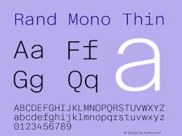 Przykład czcionki Rand Mono Thin Italic